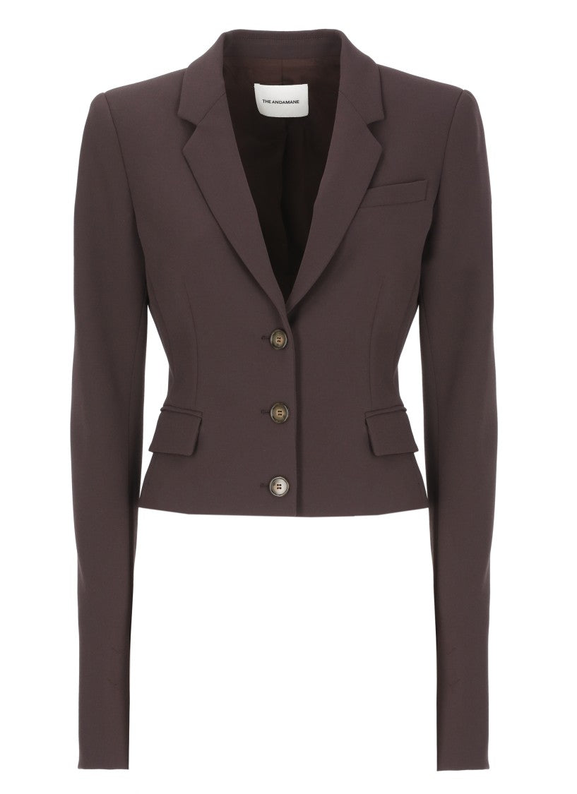 The Andamane Purple Classic Lapel Crepe Blazer
