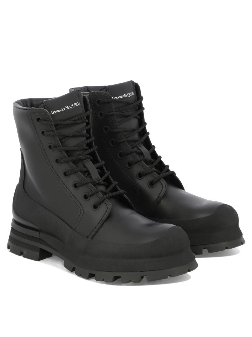 Alexander Mcqueen Leather-Rubber Ankle Boots