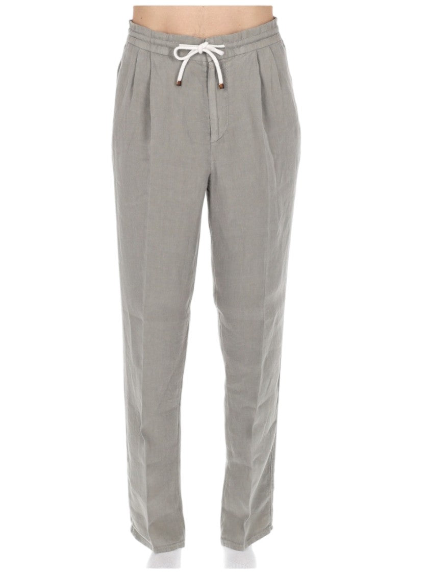 Brunello Cucinelli Relaxed-Fit Drawstring Linen Trousers