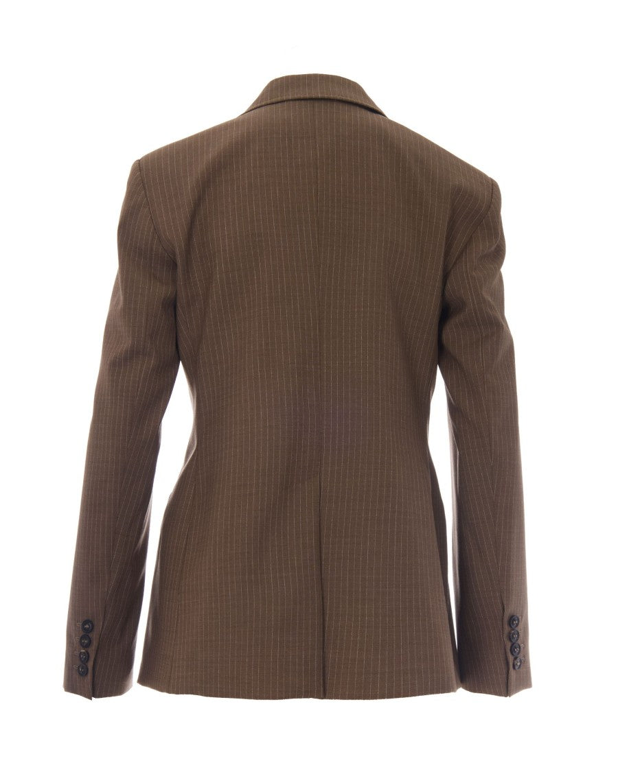 Max Mara Double-Breasted Tailored Blazer With Pinstripe Design