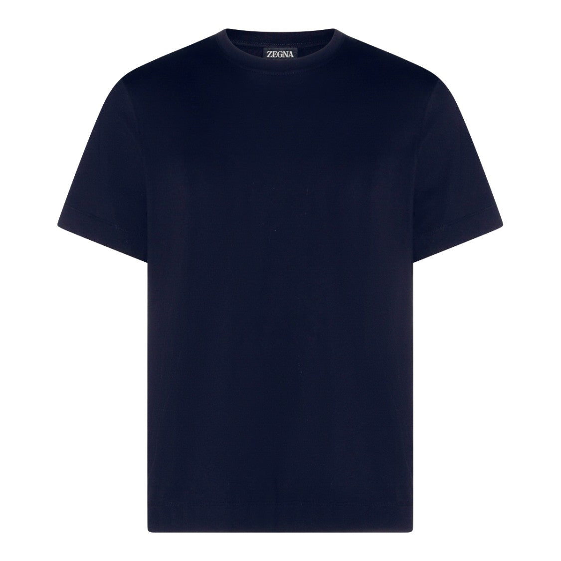 Zegna Navy Cotton Crew Neck Short Sleeve Knitwear