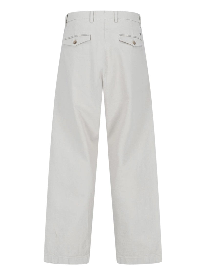 Closed Blue Wide-Leg Cropped Cotton Trousers
