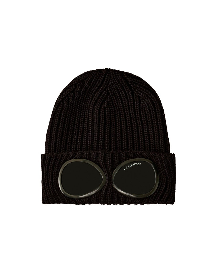 C.P. Company Black Lens Ribbed Knit Beanie
