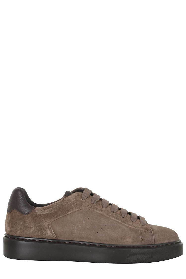 Doucal's Clay Suede Leather Low-Top Sneakers