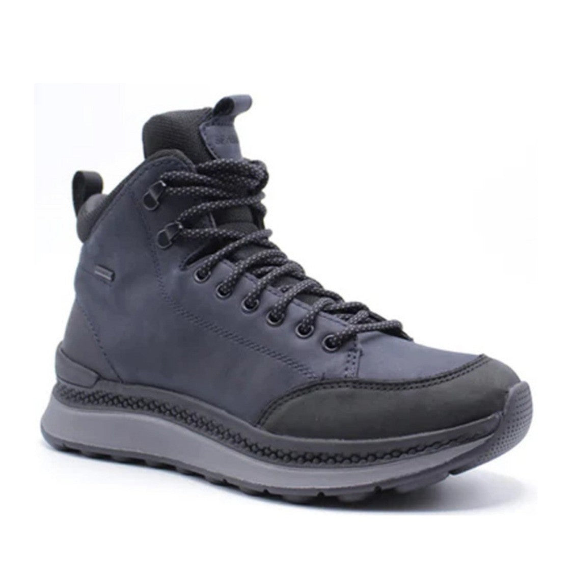 Geox Blue Spherica Actif High-Top Padded Collar Leather Ankle Boots