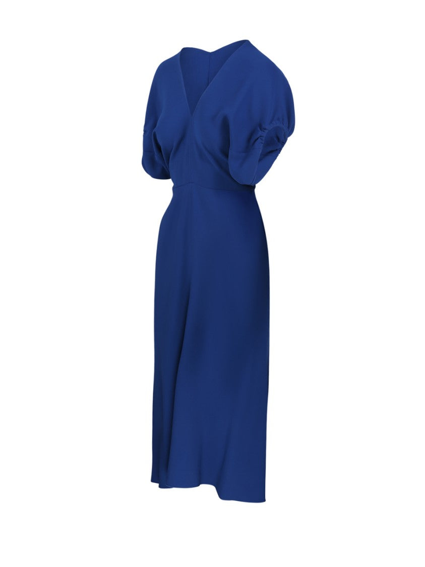 Victoria Beckham Blouson Detail Midi Dress