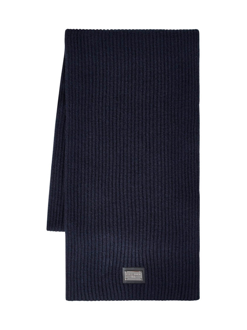 Dolce & Gabbana Ribbed Blue Scarf