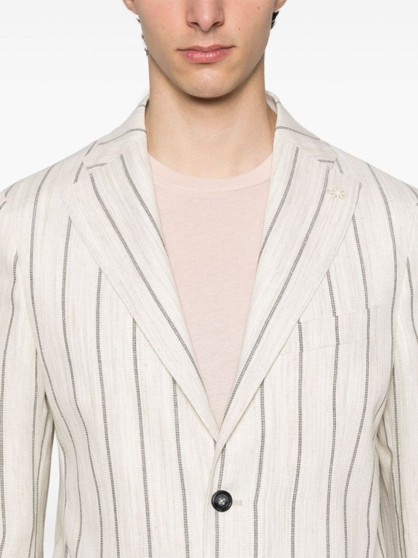 Manuel Ritz Light Beige Cotton Jacket With Classic Design