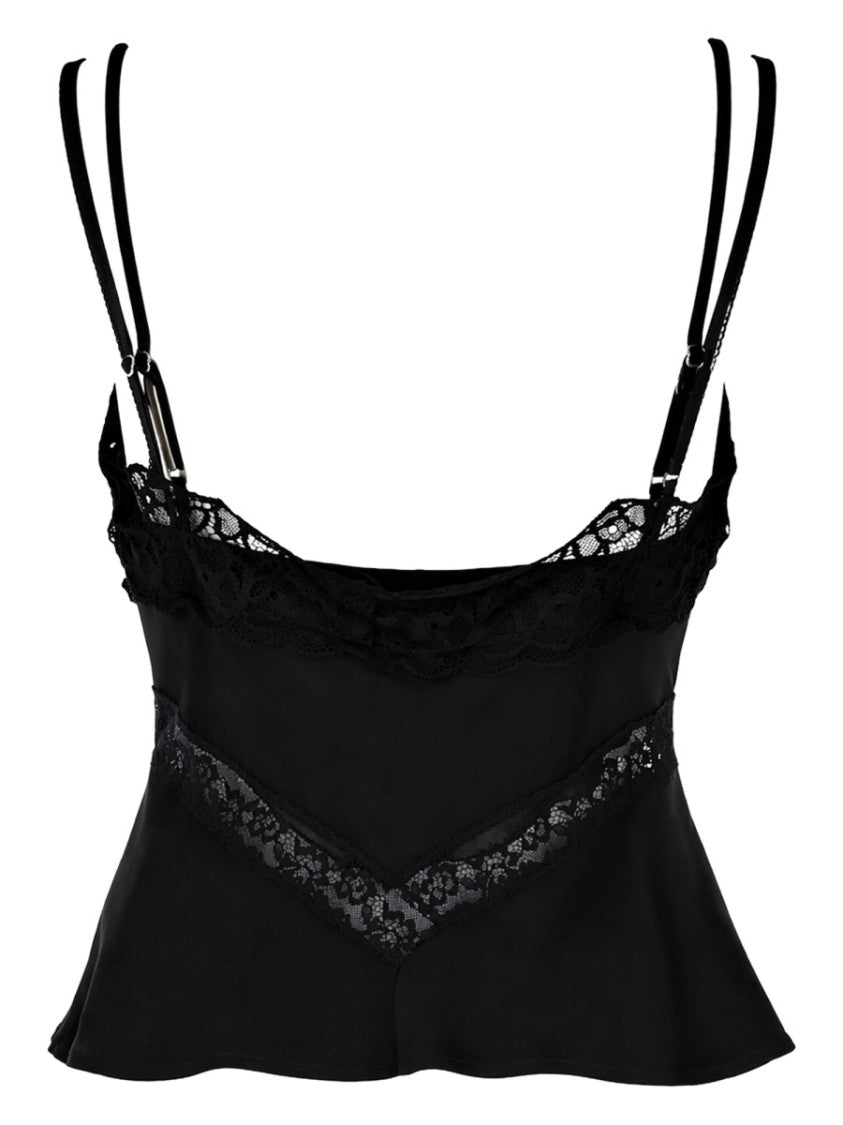 Msgm Neutrals Lace Trim Flared Camisole Tank Top