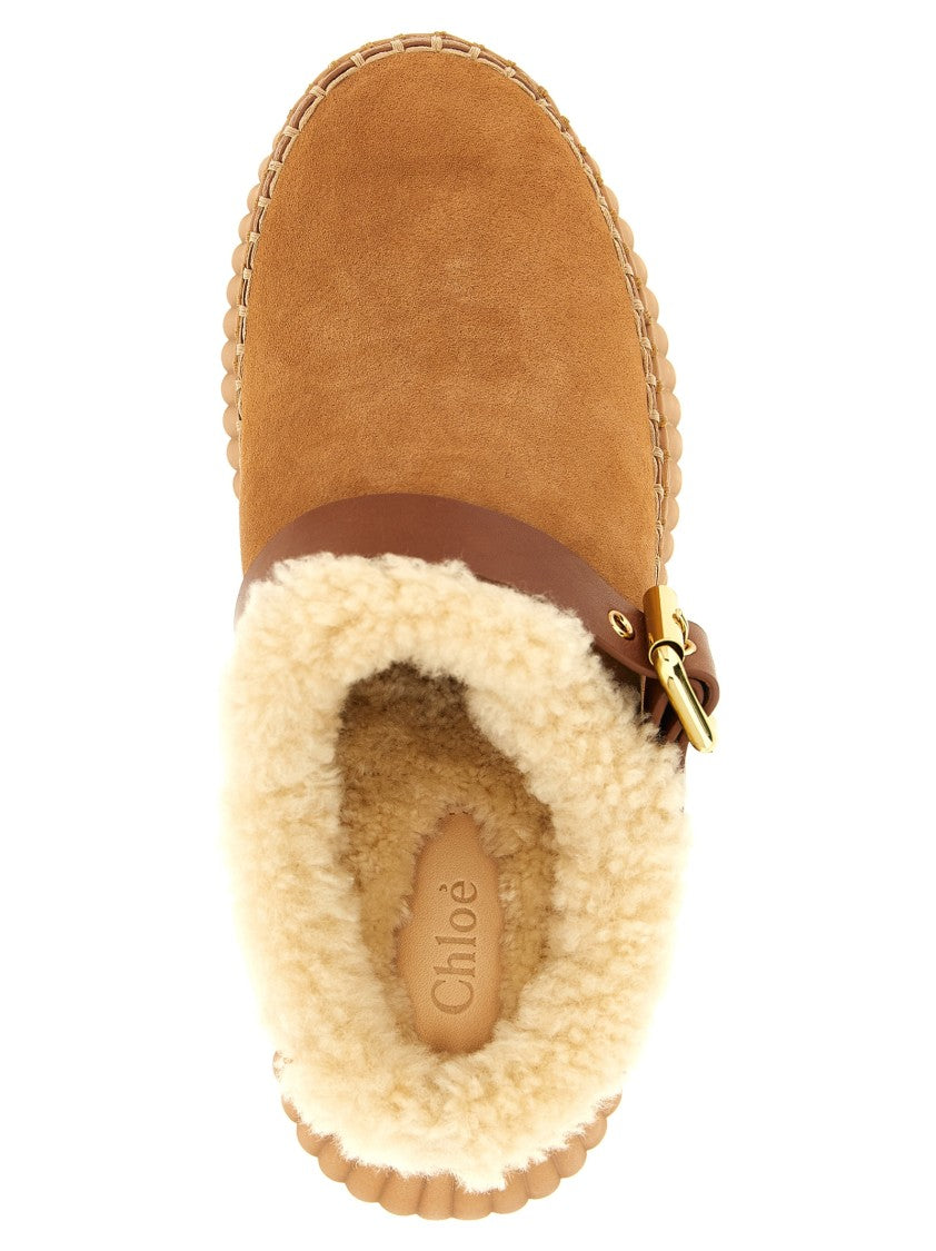 Chloé Suede 'Nama' Sabots With Shearling Lining