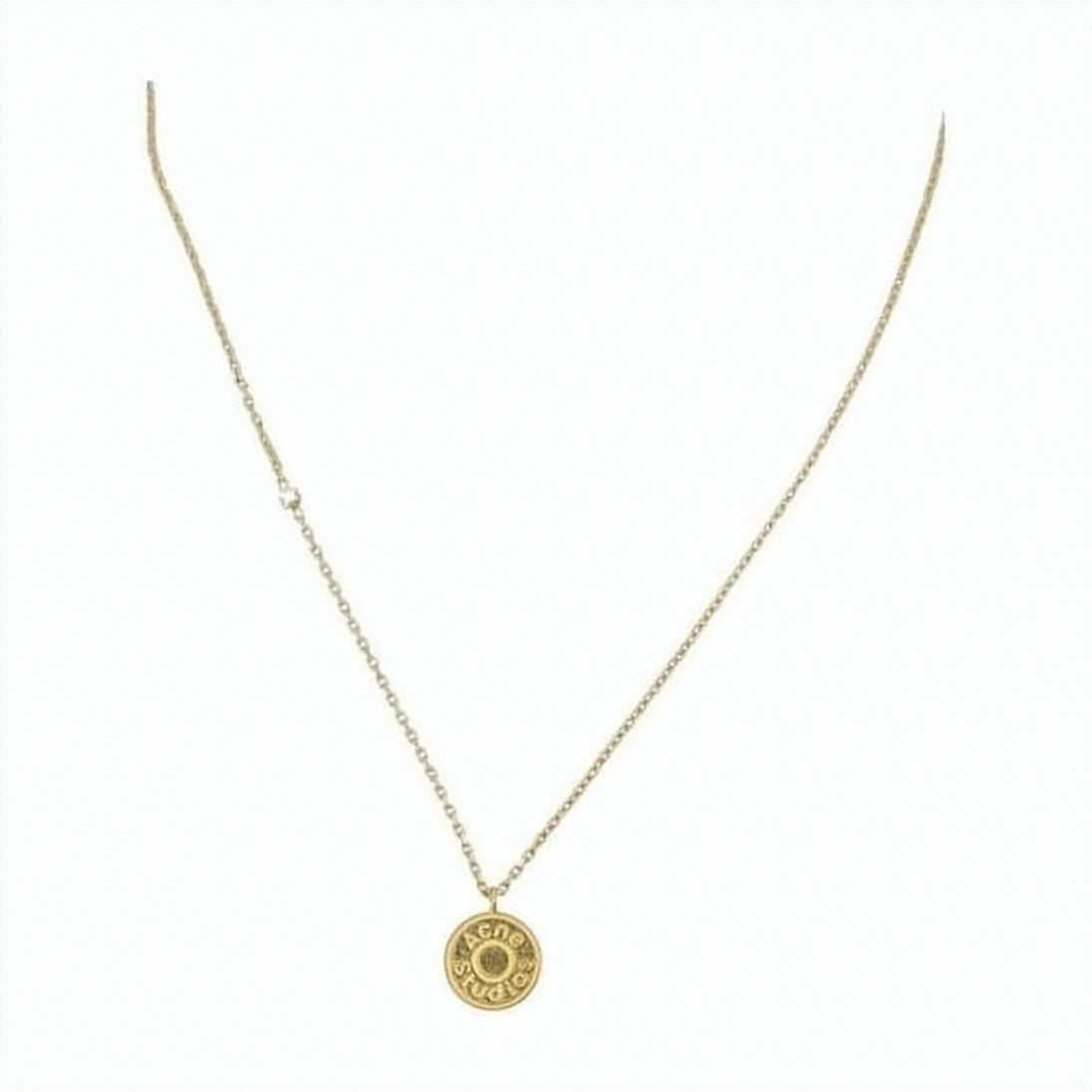 Acne Studios Delicate Gold-Tone Necklace With Engraved Pendant And Heart Charm