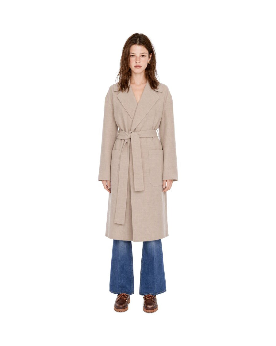 Fabiana Filippi Beige Long Belted Wool Wrap Coat