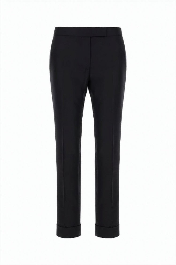 Thom Browne Tailored Black Straight Pants With Cuff Detailing