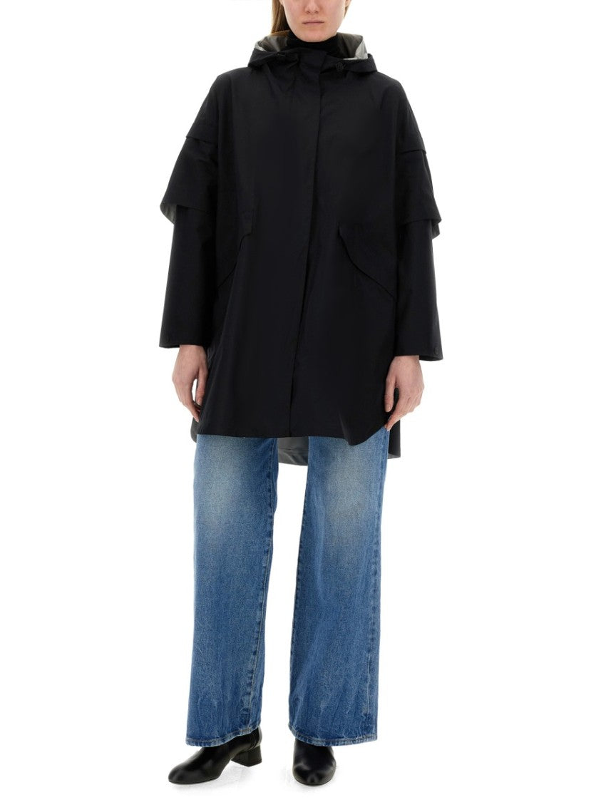 Herno Black Hooded Cape