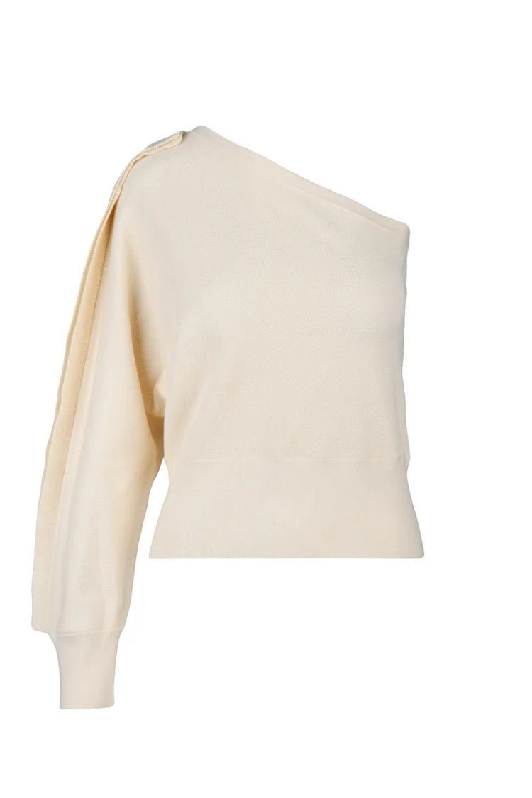 Max Mara One-Shoulder Viscose Polyester Top - White