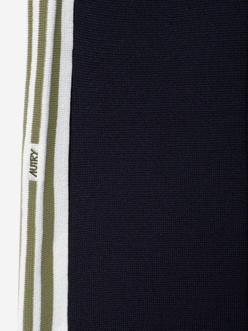 Autry Navy Blue Viscose-Blend Straight-Leg Pants