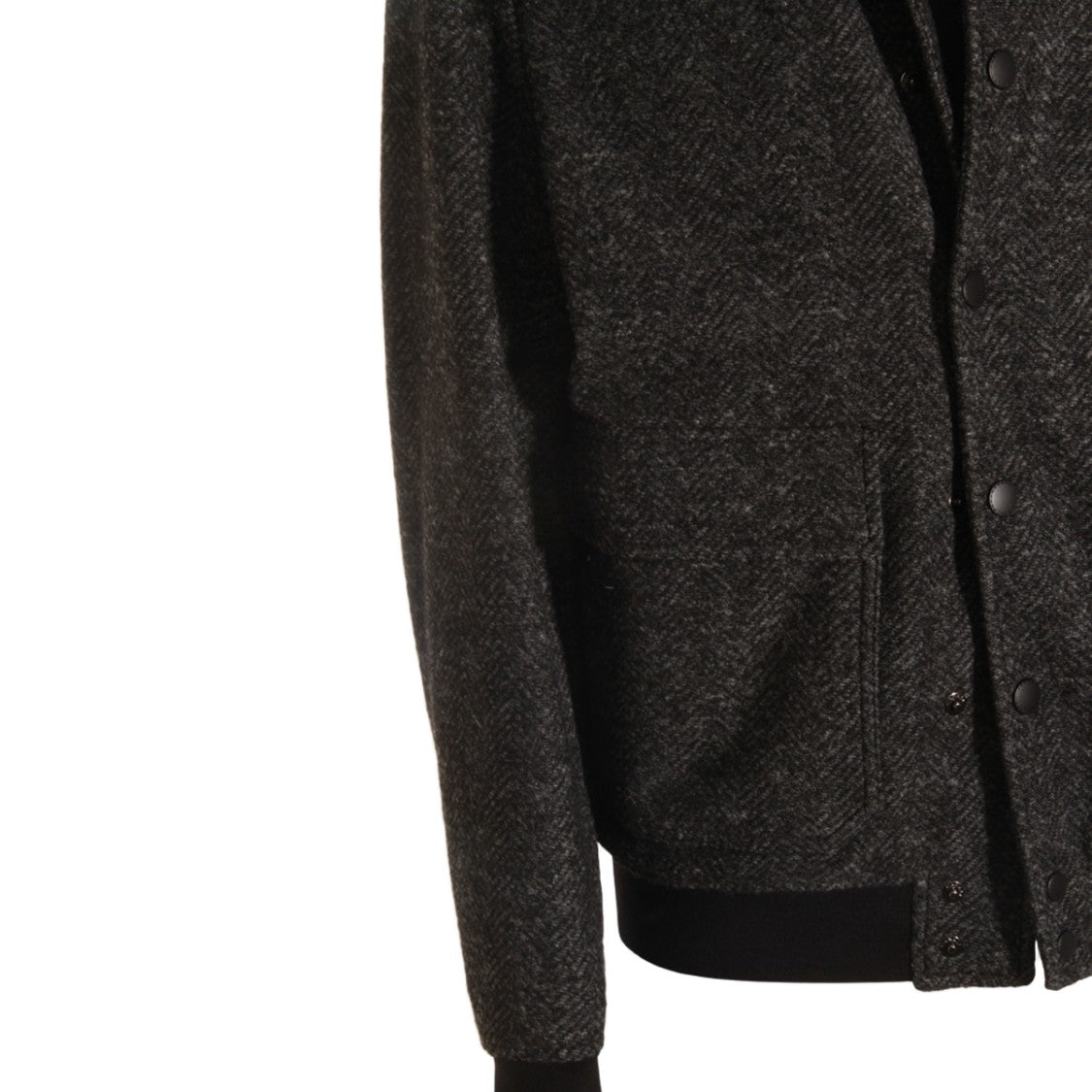 Canali Textured Dark Grey Herringbone Jacket