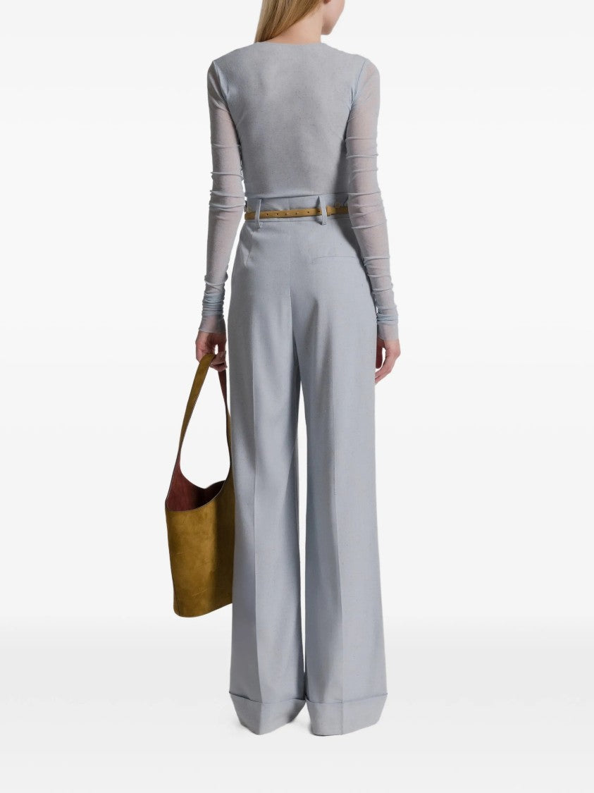 Alberta Ferretti Blue Pantalone High-Waisted Wide-Leg Viscose Trousers
