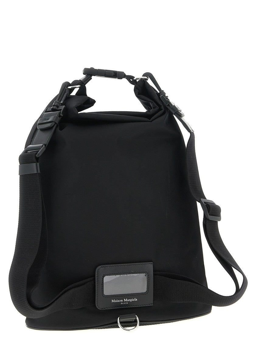 Maison Margiela Structured Tech Fabric Roll-Up Backpack With Leather Accents