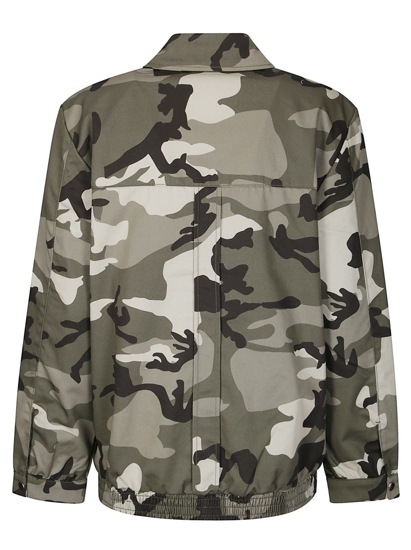 Baum Und Pferdgarten Military Print Jacket With Contrasting Button Pockets And Zip Closure