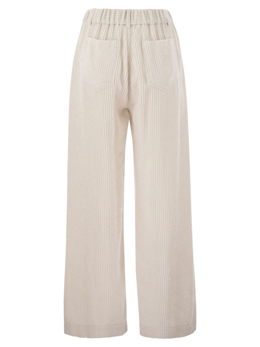 Brunello Cucinelli Fluid Corduroy Trousers With Jewellery