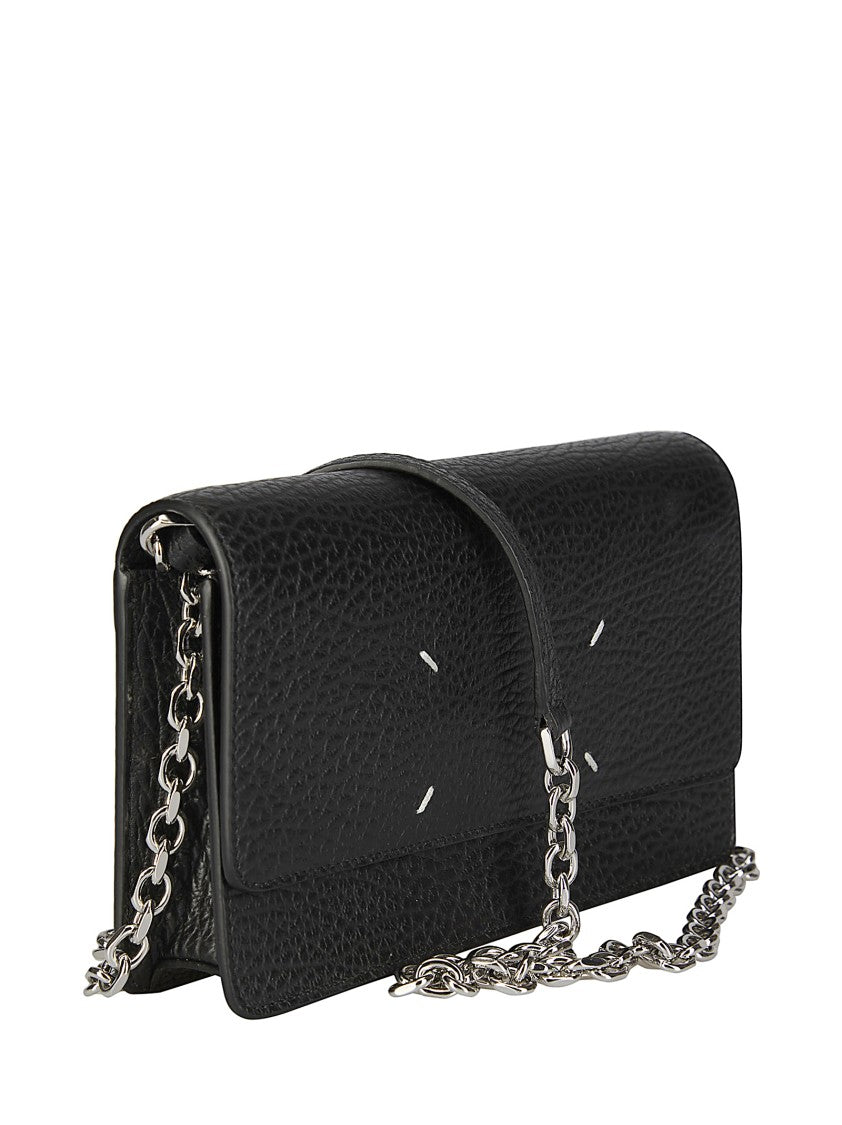 Maison Margiela Rough Leather Wallet Bag With Chain Detail