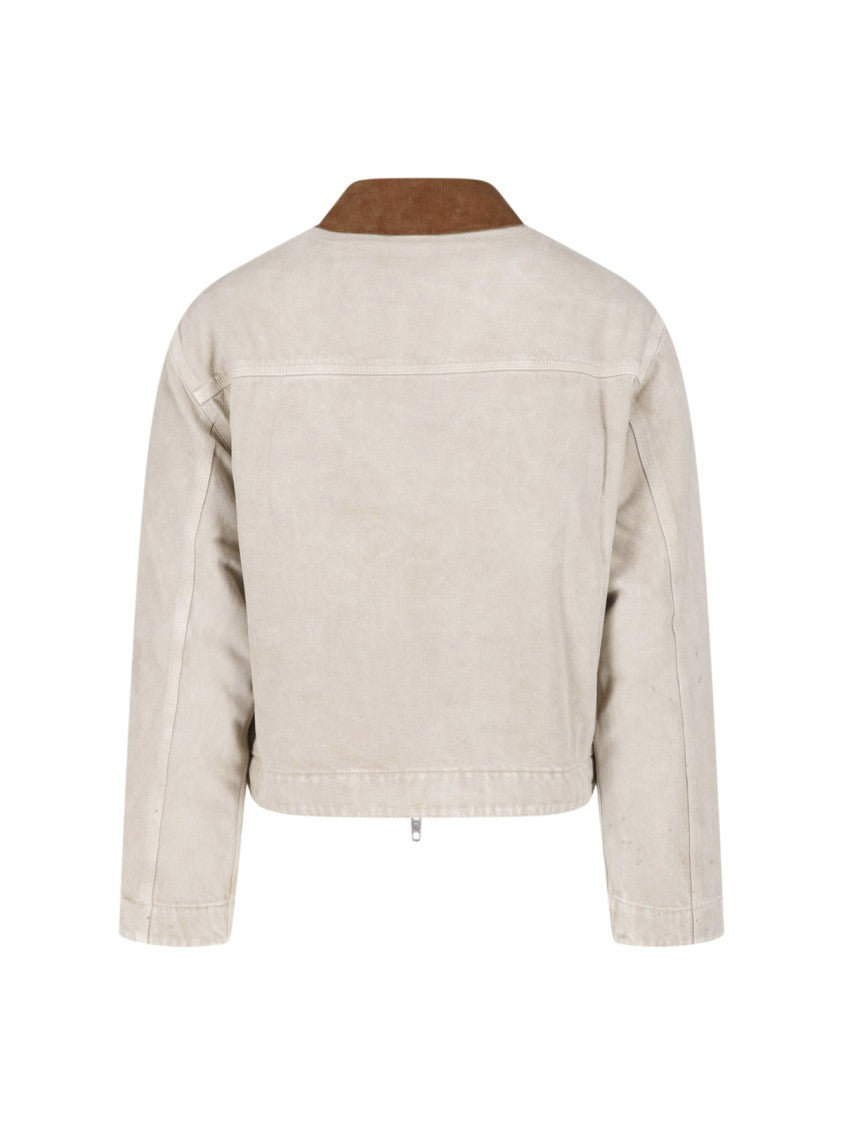 Balenciaga Beige Distressed Zip-Up Cotton Jacket