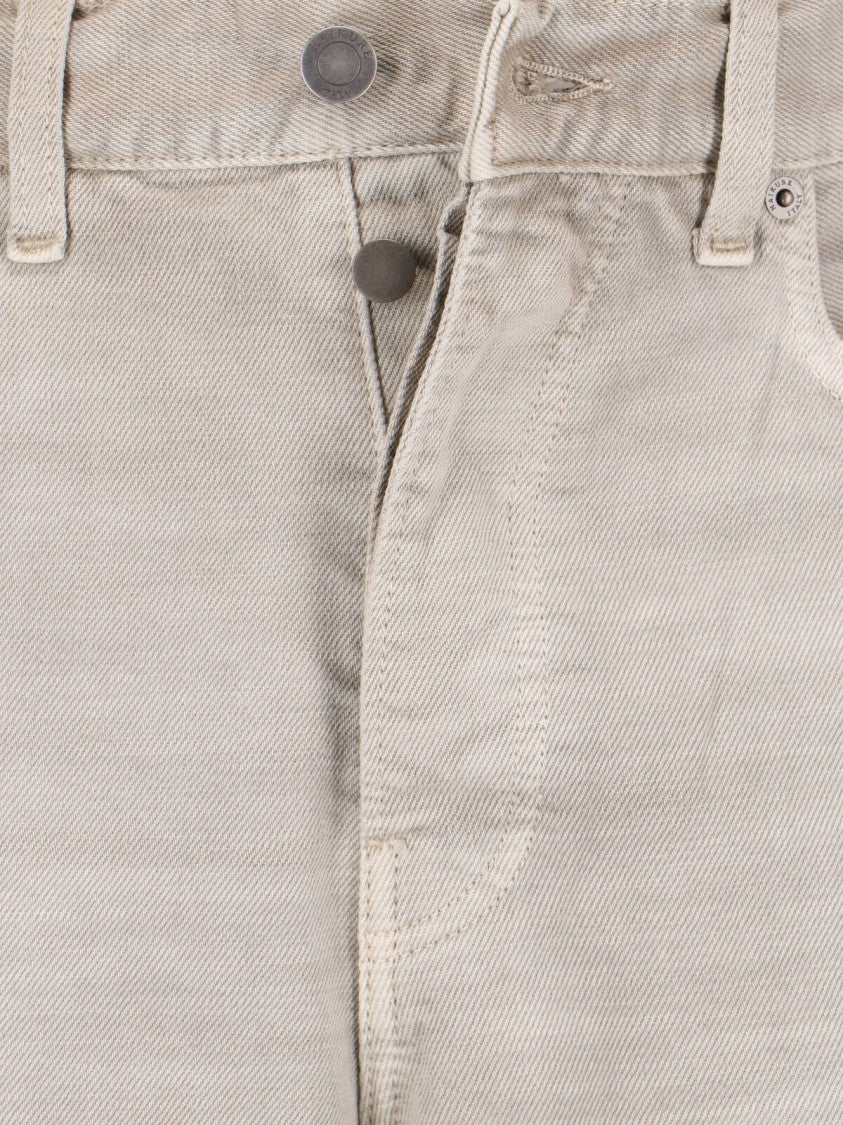 Haikure Beige Wide-Leg Cotton Denim Straight Jeans