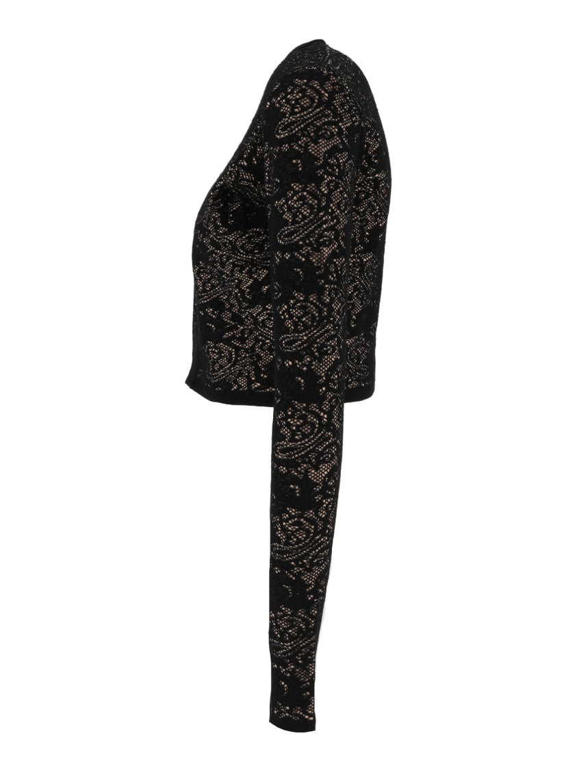 Elisabetta Franchi Lace Pattern Cropped Knit Top