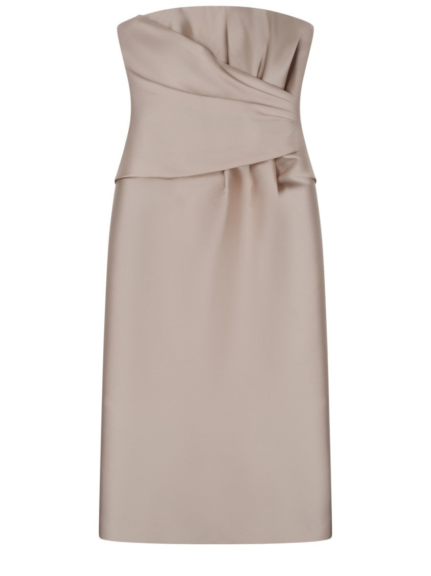 Alberta Ferretti Midi Dress With Structured Drape Detail
