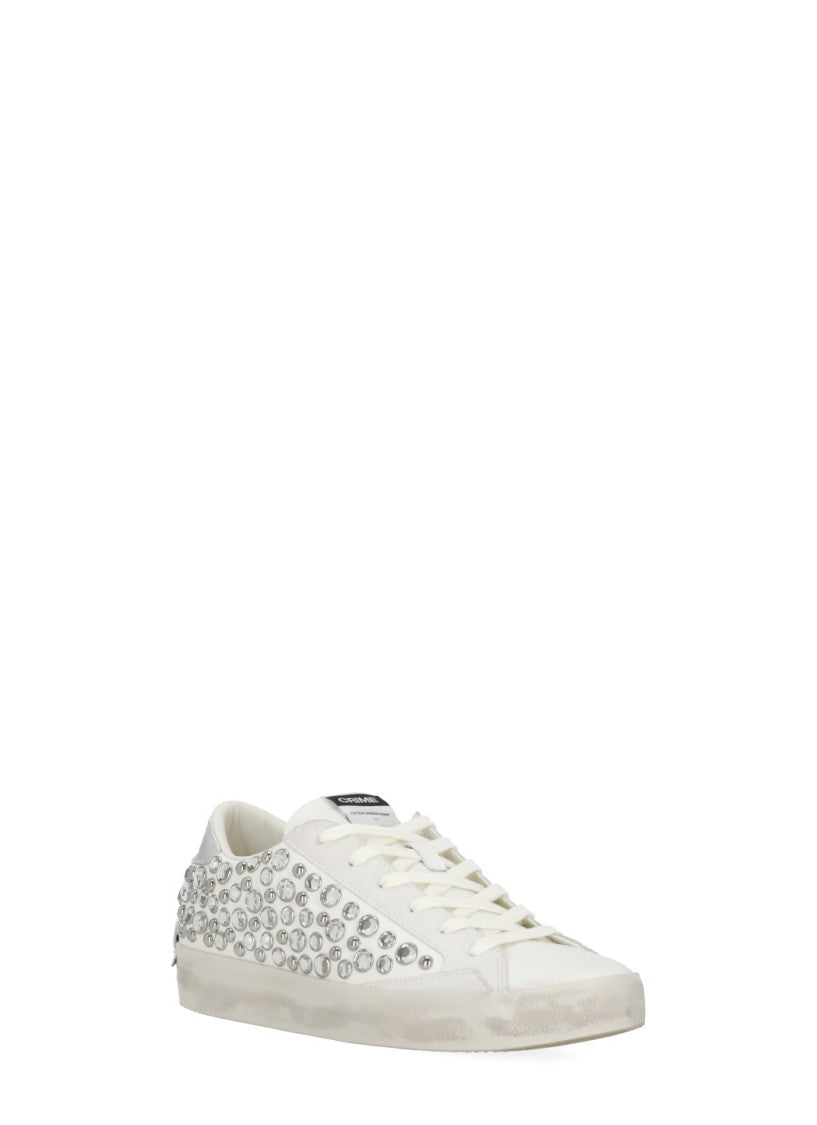 Crime London White Distressed Embellished Sneakers