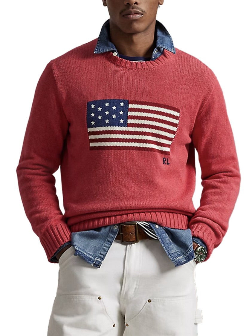 Polo Ralph Lauren Long-Sleeve Cotton Pullover Sweater With Flag Motif