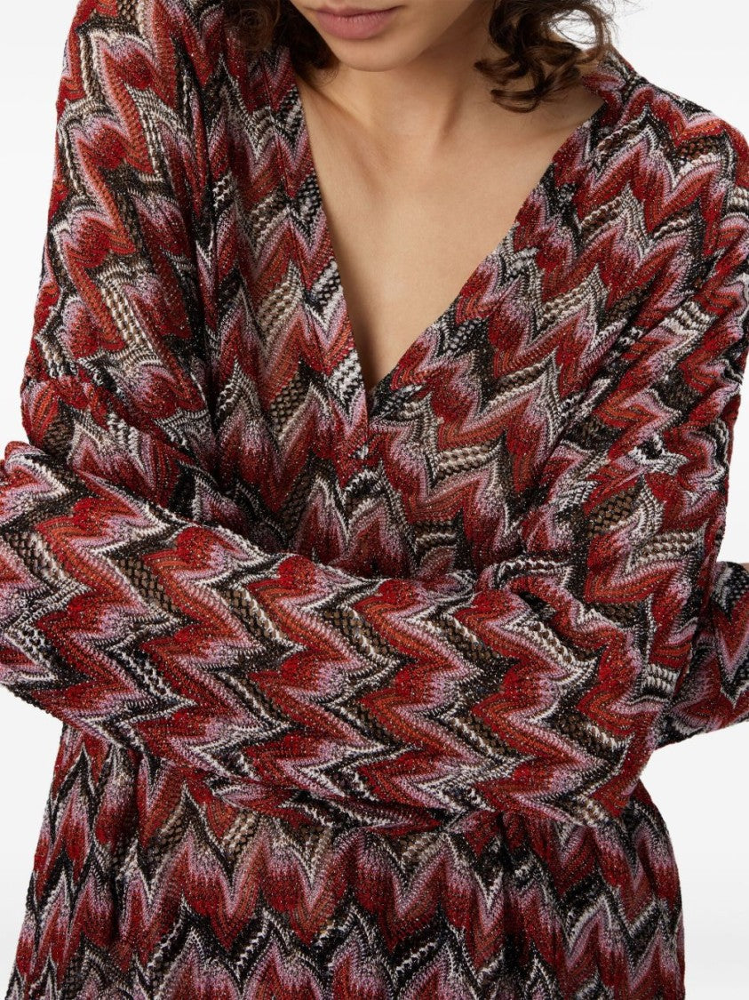 Missoni Oversized V-Neck Mandarin Collar Blouse