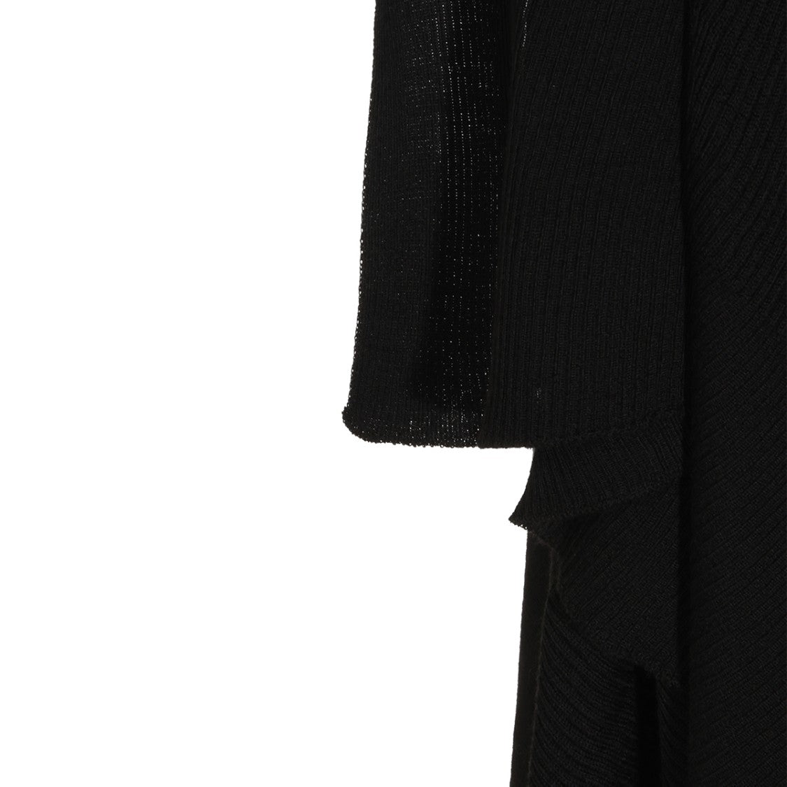 Rick Owens Long Ribbed Black Knit Sweater With Open Front Design