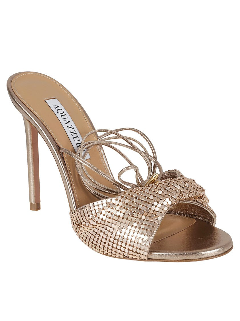 Aquazzura Mesh-Detail Metallic Finish Heels Pumps