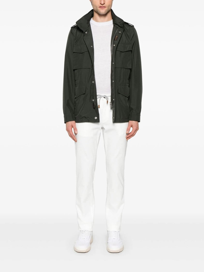 Eleventy White Relaxed Fit Minimalist Drawstring Pants