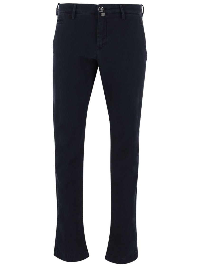 Jacob Cohen Navy Tailored Slim-Fit Stretch Cotton-Blend Formal Pants