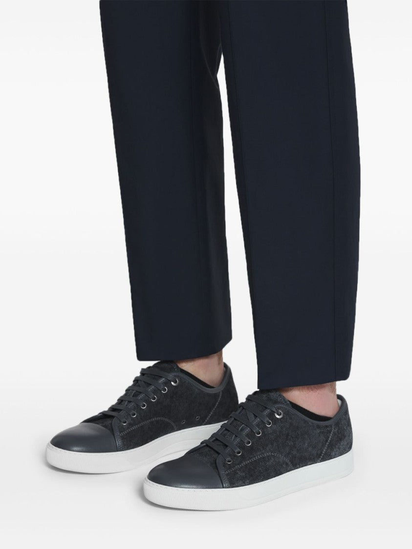 Lanvin Black Leather Trim Branded Insole Sneakers