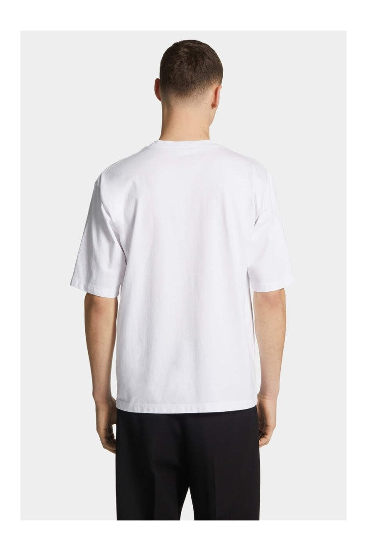 Dsquared2 White Dsq2 Club Graphic Printed Cotton T-Shirt