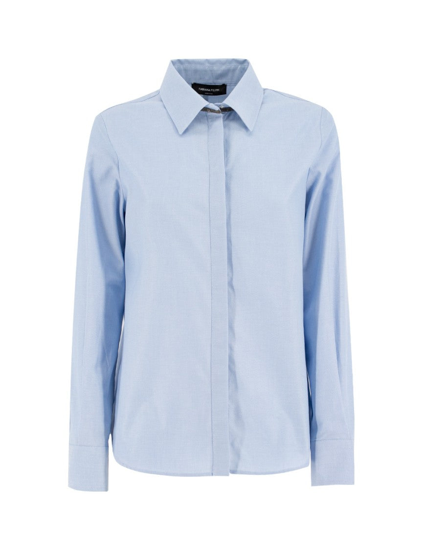 Fabiana Filippi Light Blue Cotton Oxford Blouse