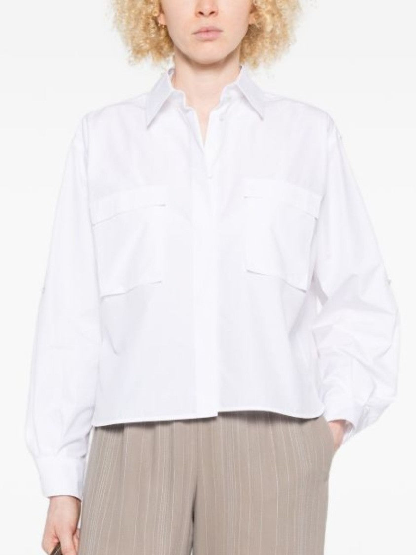 Max Mara White Boxy French Collar Cotton Shirt