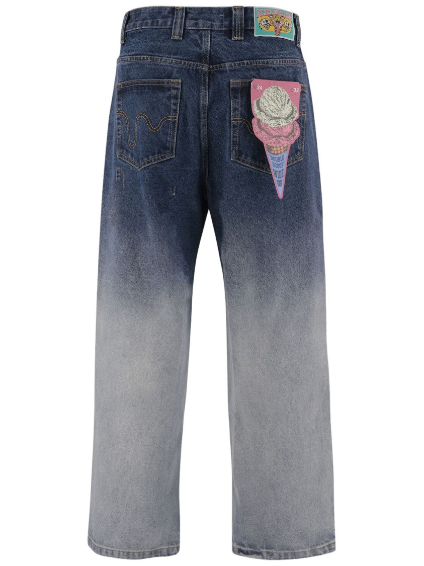 Icecream Cotton Denim Jeans Featuring Playful Ombré Print