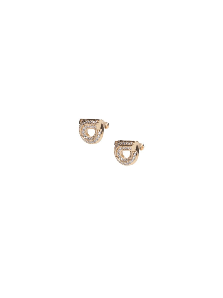 Ferragamo "Gancini" Rhinestone Earrings – Gold