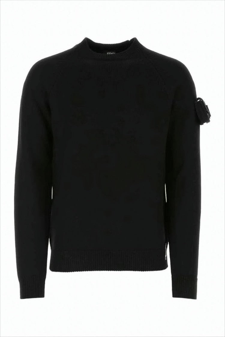 Fendi Classic Black Wool Sweater With Tassel Detail
