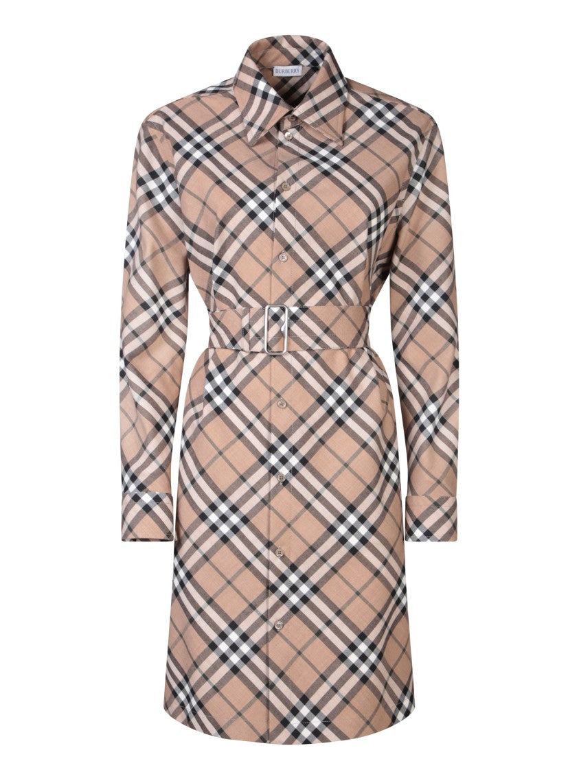 Burberry Dress With Classic Collar And Coordinated Belt
