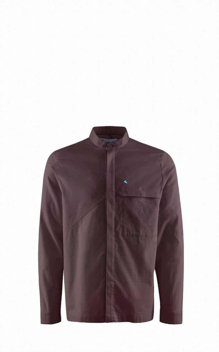 Klattermusen Burgundy Long-Sleeve Shirt With Mandarin Collar And Concealed Placket