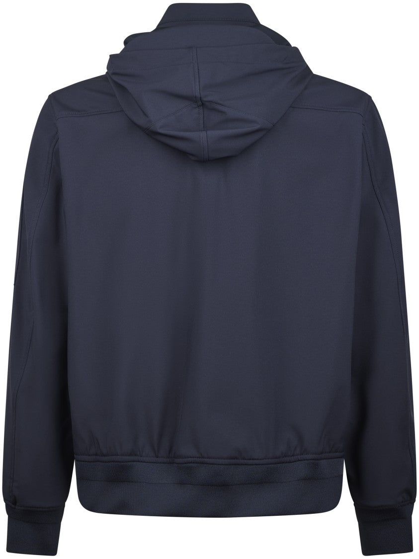 C.P. Company Structured Blue Hooded Jacket With Distinctive Lens Detail