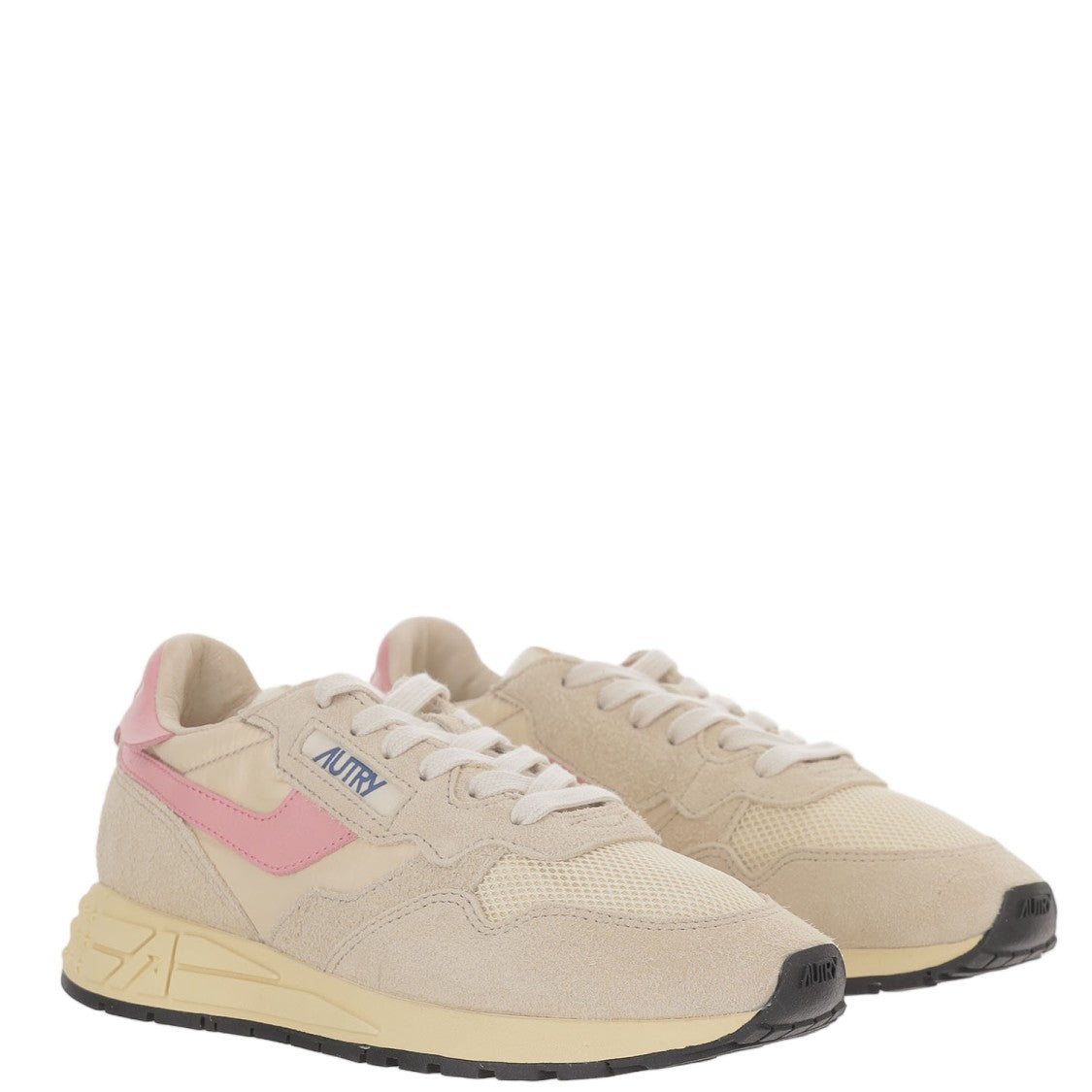 Autry Beige/Pink Padded Heel Running Sneakers