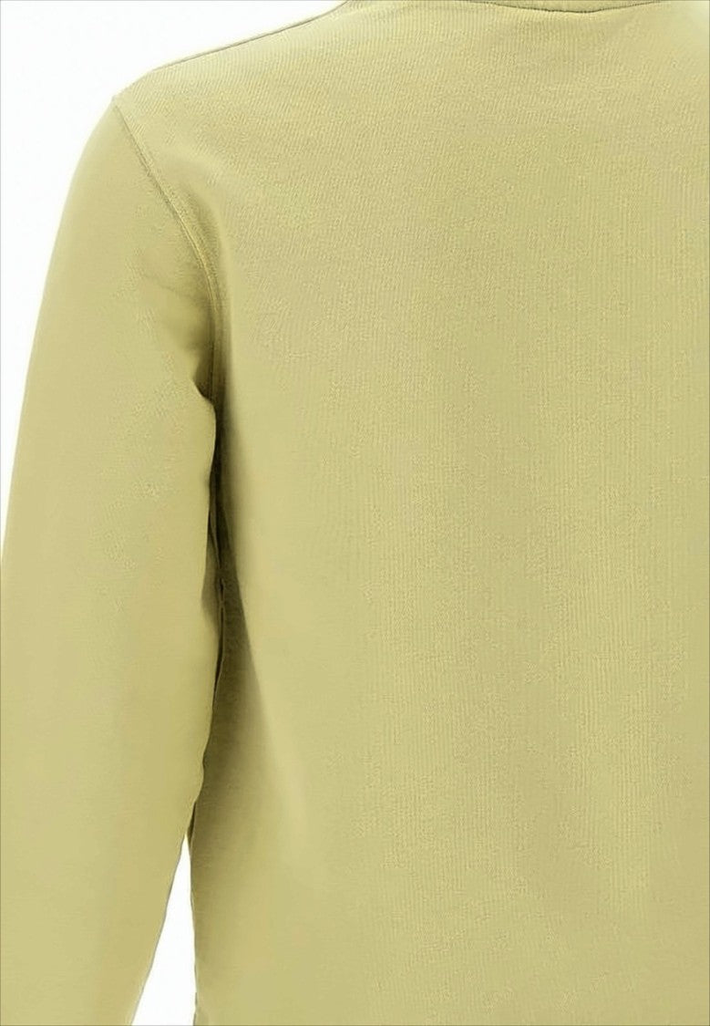 Maison Kitsuné Long-Sleeve Crewneck Sweatshirt In Light Olive With Embroidered Fox Emblem