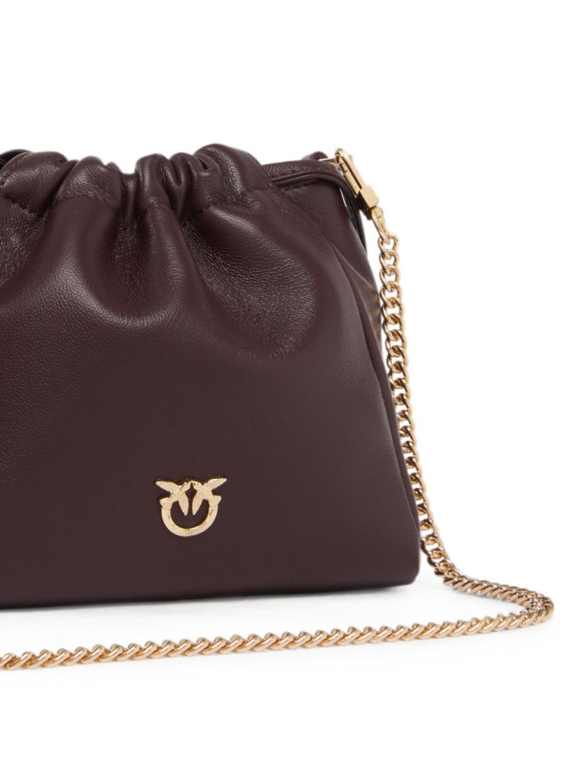 Pinko Structured Gathered Top Leather Shoulder Bag